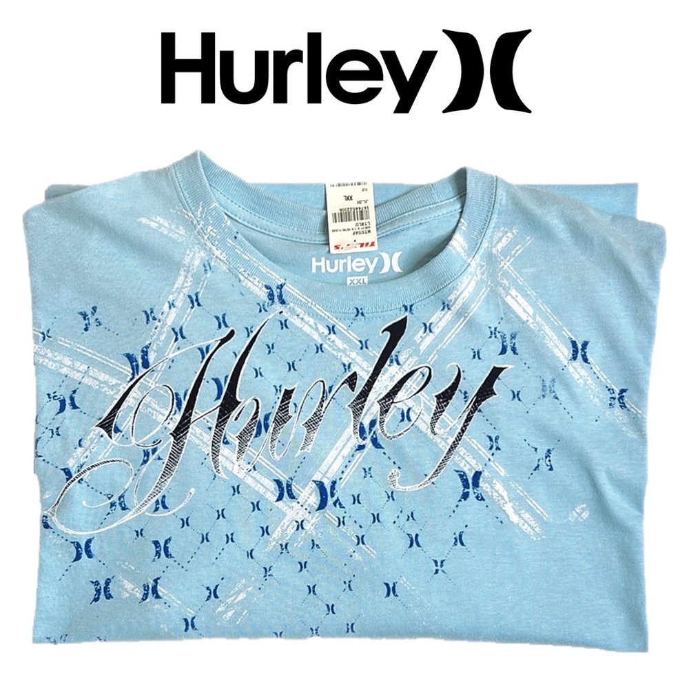 Vintage Hurley Men’s Tee Shirt Short Sleeve Streetwear Light Blue‎ XXL